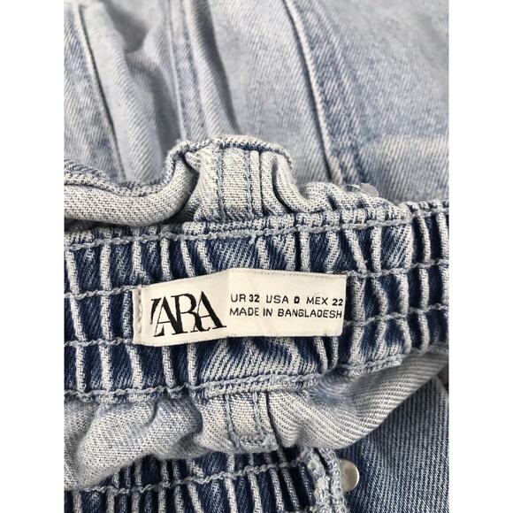 VGT ZARA Paper Bag High Rise Denim Shorts Womens 0 Button Fly BOHO Hippie - Picture 6 of 6